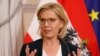 FILE - Austrian Minister of Climate Action and Energy Leonore Gewessler speaks during a press conference in Vienna, Austria, Oct. 17, 2023. 