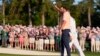 Scottie Scheffler celebrates his win at the Masters golf tournament at Augusta National Golf Club, in Augusta, Georgia, April 14, 2024. 