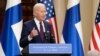President Joe Biden speaks during a news conference with Finland's President Sauli Niinisto at the Presidential Palace in Helsinki, Finland, July 13, 2023.