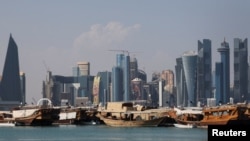 FILE - The Doha skyline is seen on Nov. 11, 2022. Envoys from several countries will meet Monday in Doha to discuss the situation in Afghanistan. 