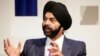 Le président-directeur général de Mastercard, Ajay Banga, s'adresse aux participants lors d'un sommet sur la cybersécurité à New York, aux États-Unis, le 31 juillet 2018.