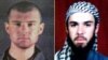 This combination of pictures created, April 17, 2019, shows at left a Feb. 6, 2002, police photo of John Walker Lindh and at right a Feb. 11, 2002, photograph of him from the records of the Arabia Hassani Kalan Surani Bannu madrassa in Bannu, Pakistan.