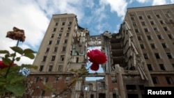 A view shows the regional council building destroyed by a Russian missile strike in Mykolaiv, Ukraine Oct. 27, 2022.