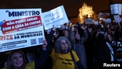Public school workers demonstrate for better salaries and working conditions, in Lisbon, Portugal, Jan. 14, 2023.
