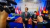 Presiden Indonesia Joko Widodo berbicara kepada media selama KTT ASEAN di Phnom Penh, Kamboja, Jumat, 11 November. 11, 2022. (AP / Anupam Nath)