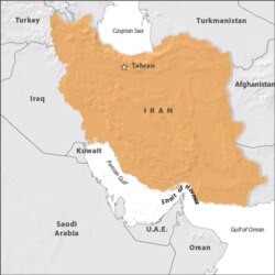 A map showing the Strait of Hormuz