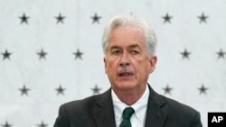 FILE - CIA Director William Burns speaks at CIA headquarters in Langley, Va., July 8, 2022.