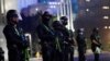Police officers stand guard outside of Staples Center during Election Day in Los Angeles, California, U.S., November 3, 2020.
