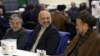 Former National security adviser Mohammad Hanif Atmar (C) Yunus Qanuni (L) as the first vice president and Mohammad Mohaqia (R) as the second voice president, register at Independent Elections Commissions (IEC) in Kabul, Afghanistan, Jan. 18, 2019. 