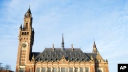 Exterior view of the Peace Palace housing the World Court in The Hague, Netherlands, Feb. 17, 2020. 