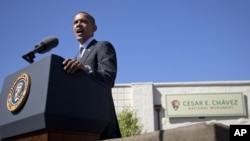 President Obama speaks at Cesar Chavez National Monument Oct. 8, 2012