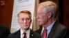 Sen. James Lankford, R-Okla., listens as Sen. Angus King, I-Maine, speaks about immigration and the Deferred Action for Childhood Arrivals (DACA) program, Feb. 7, 2018, on Capitol Hill in Washington. 