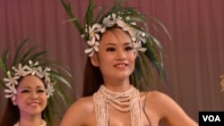 Only about one third of those auditioning to join the hula troupe annually are accepted, October 25, 2012. (Steve Herman/VOA)