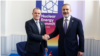 Azərbaycan xarici işlər naziri Ceyhun Bayramov Nüvə Enerjisi Sammiti çərçivəsində Türkiyə xarici işlər naziri Hakan Fidan ilə görüşərkən.