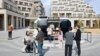This photo provided by Woven by Toyota shows the square at the center of the apartment complexes of Woven City in Susono city, Shizuoka Prefecture on Feb. 2025. (Woven by Toyota via AP)