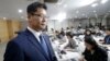 South Korean Unification Minister Kim Yeon-chul leaves after a press conference at the government complex in Seoul, South Korea, June 19, 2019. 