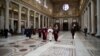 Newly elected Pope Francis (C), Cardinal Jorge Mario Bergoglio of Argentina, walks in the 5th-century Basilica of Santa Maria Maggiore during a private visit in Rome, March 14, 2013.
