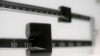 This April 3, 2018, photo shows a closeup of a beam scale in New York. 
