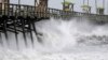 Waves from Hurricane Florence pound the Bogue Inlet Pier in Emerald Isle, N.C., Sept. 13, 2018.