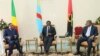 Denis Sassou Nguesso, président du Congo-Brazzaville, Joseph Kabila, de la RDC et Joao Manuel Gonçalves Lourenço de l’Angola lors d’une tripartite à Kinshasa, RDC, le 14 février 2018. (Twitter/RDC présidence)