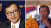 រូបឯកសារ៖ លោក សម រង្ស៊ី (ឆ្វេង)​ អតីតមេដឹកនាំគណបក្សសង្គ្រោះជាតិដែលត្រូវបានតុលាការរំលាយ និងលោកនាយករដ្ឋមន្ត្រី ហ៊ុន សែន។ (រូបថត៖ AP/Reuters)