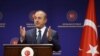 Turkey's Foreign Minister Mevlut Cavusoglu speaks during a joint press conference with Italy's Foreign Minister Luigi Di Maio, in Ankara, Turkey, June 19, 2020. Turkey and Italy continue to work for a lasting peace and political solution in Libya.