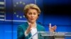 European Commission President Ursula von der Leyen addresses the media after a video-conference with G7 leaders at the European Council building in Brussels, March 16, 2020. 