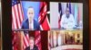 Secretary of State Antony Blinken participates in a virtual bilateral meeting with Kenyan President Uhuru Kenyatta and Chargé d'Affaires Eric Kneedler at the State Department in Washington, April 27, 2021. 