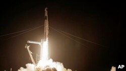 A SpaceX Falcon 9 lifts off with four private citizens at the Kennedy Space Center in Cape Canaveral, Fla., Sept. 15, 2021. 