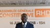 Le président ivoirien Ouattara et le nouveau président du RHDP prent la parole, à Abidjan, le 16 juillet 2018. (Photo: ISSOUF SANOGO /AFP)