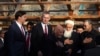 Afghan President Ashraf Ghani, center, arrives with NATO Secretary General Jens Stoltenberg, and U.S. Secretary of Defense Mark Esper for a joint news conference in presidential palace in Kabul, Afghanistan, Feb. 29, 2020. 