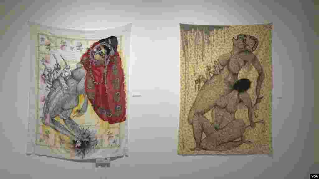 The struggle of Kurdish women is a strong theme in Dogan’s work. (Photo: Dorian Jones/VOA) 