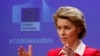 European Commission President Ursula von der Leyen speaks during a media conference, detailing EU efforts to limit the economic impact of the Covid-19 outbreak, at EU headquarters in Brussels, Thursday, April 2, 2020.