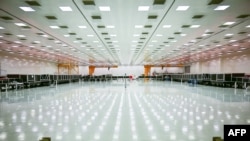 The room where the laser beam of the "Extreme Light Infrastructure-Nuclear Physics"- ELI-NP laser is produced is pictured in Magurele city nearby Bucharest March 26, 2024.
