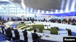 FILE - G-20 heads of state and government meet during a summit in Rome, Oct. 30, 2021. Finance ministers from the G-20 industrialized nations will begin a two-day meeting in Jakarta on Feb. 17, 2022.
