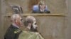 Judge Col. Tara Osborn, top, Maj. Nidal Malik Hasan, right, and defense attorney, Lt. Col. Kris Poppe, left, Aug. 21, 2013, in Fort Hood, Texas. 