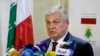 FILE - Russia's special presidential envoy to Syria Alexander Lavrentiev speaks during a press conference.