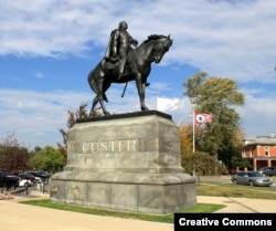 George Armstrong Custer Equestrian Statue, "Sighting the Enemy", erected in Monroe, Michigan in 1910.