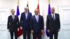 From left, Charles Fries, France ambassador, Germany's Interior Minister Horst Seehofer, Turkey's FM Mevlut Cavusoglu and EU Commissioner for Migration, Home Affairs and Citizenship Dimitris Avramopoulos, pose for photos in Ankara, Oct. 4, 2019.