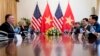 U.S. Secretary of State Mike Pompeo, left, meets with Vietnamese Deputy Prime Minister and Foreign Minister Pham Binh Minh, right, at the Ministry of Foreign Affairs in Hanoi, Vietnam, July 9, 2018