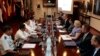 Philippine and U.S. negotiators discussing U.S. troop presence in the Philippines are seen meeting at the Department of National Defense headquarters in Quezon city, north of Manila, in this August 14, 2013, file photo. 
