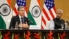 U.S. Secretary of State Antony Blinken, left, speaks as Indian Foreign Minister Subrahmanyam Jaishankar listens during a joint news conference at Jawaharlal Nehru Bhawan (JNB) in New Delhi, India, July 28, 2021. 