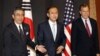 South Korea's chief nuclear envoy Lim Sung-nam, center, his Japanese counterpart Shinsuke Sugiyama, left, and U.S. envoy on North Korea Glyn Davies pose before talks in Seoul, South Korea, May 21, 2012. 