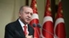 Turkish President Recep Tayyip Erdogan speaks during a reception on Republic Day, in Ankara, Turkey, Oct. 29, 2019. 