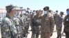 Pakistani military officials welcome Chinese military doctors at an air force base near Islamabad, April 24, 2020. (Courtesy ISPR)