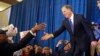Doug Jones is greeted by a supporter before speaking during an election-night watch party, Dec. 12, 2017, in Birmingham, Ala. Jones defeated Republican Roy Moore, a one-time GOP pariah who was embraced by the Republican Party and the president even after facing allegations of sexual impropriety.