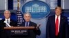 FILE - President Donald Trump and Vice President Mike Pence listen as Dr. Anthony Fauci, director of the National Institute of Allergy and Infectious Diseases, speaks about the coronavirus, April 17, 2020. 