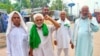 Older farmers hold the fort at the protest site as younger farmers go back to villages in the sowing season. (Anjana Pasricha/VOA)