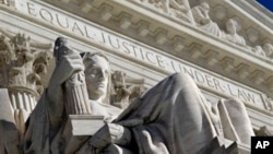 Detail of the West Facade of the U.S. Supreme Court, Washington, March 7, 2011.