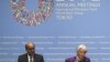 IMF Managing Director Christine Lagarde (R) and IMFC Chairman Tharman Shanmugaratnam hold a joint news conference at the annual meetings of the IMF and the World Bank Group in Tokyo, October 13, 2012. 